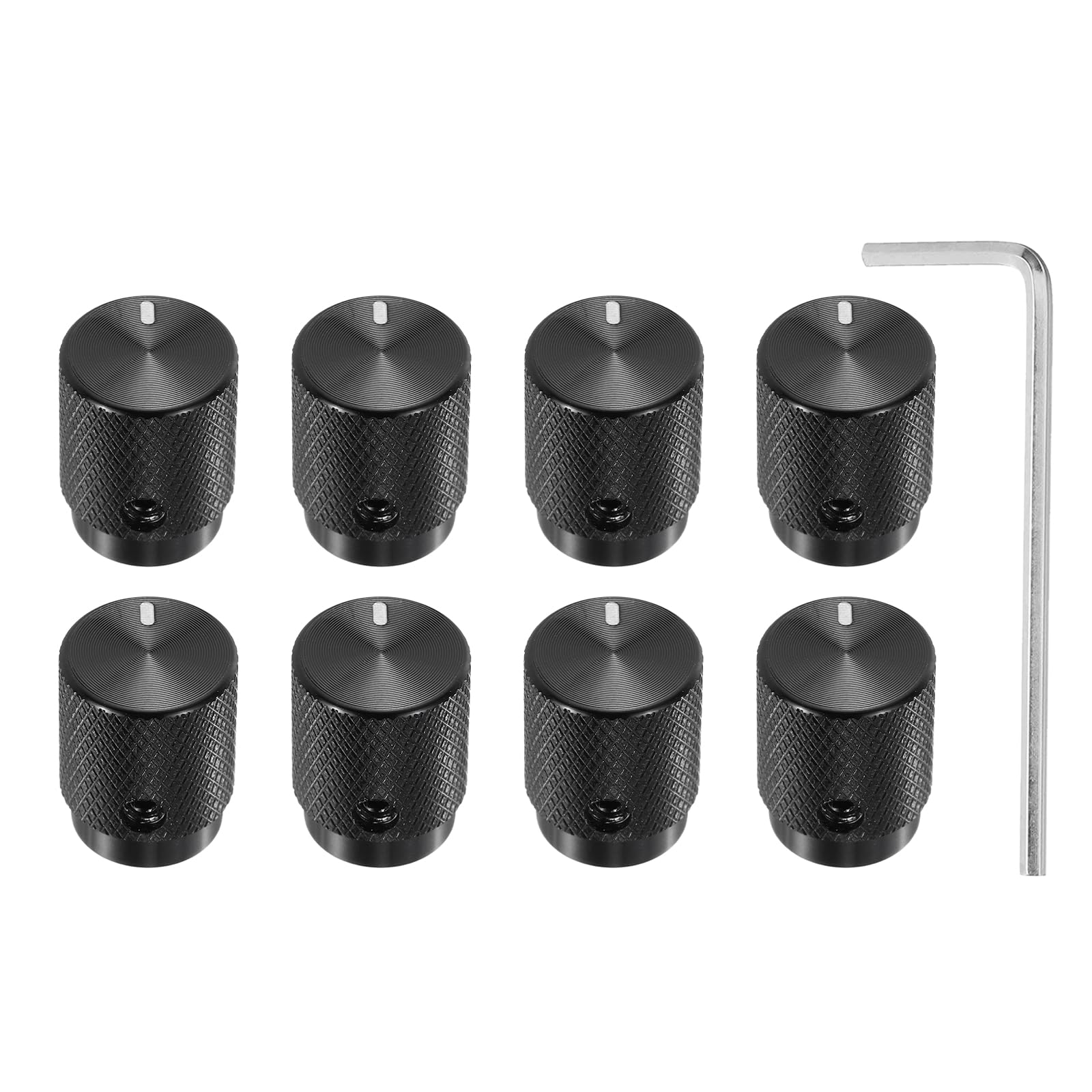 sourcing map 8 Pcs Aluminium Potentiometer Knobs, 1/4"(6mm) IDx1/2"(12.5mm) ODx5/8"(16mm) Height Universal Volume Tone Control Knobs for Guitar, Bass, Oval Indicator, Bright Black