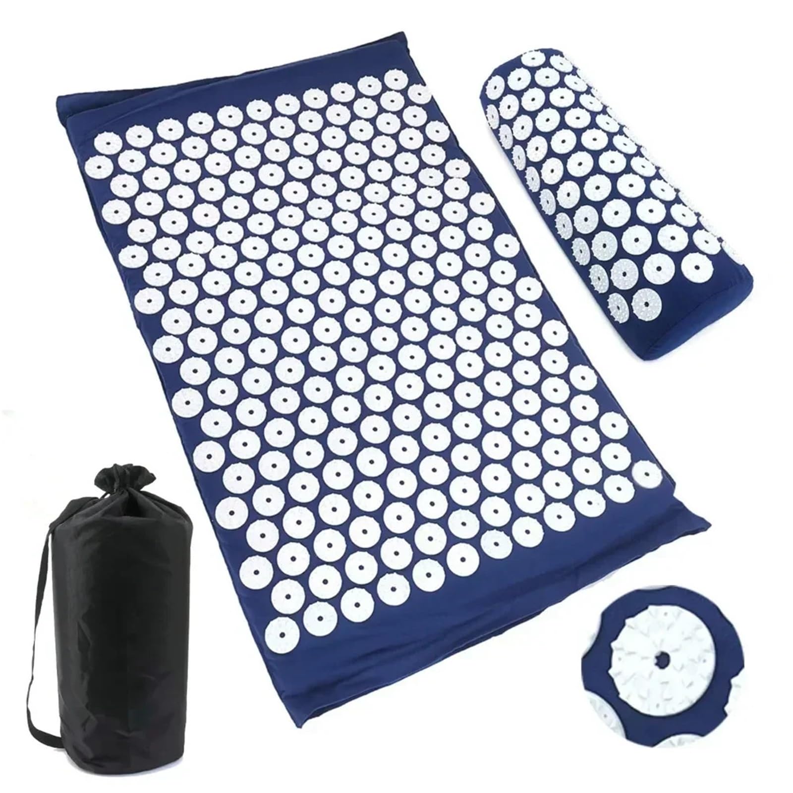 Esterilla Acupresion Estera de esteras yoga for masaje acupresión con funda almohada para la relajación(Blue)