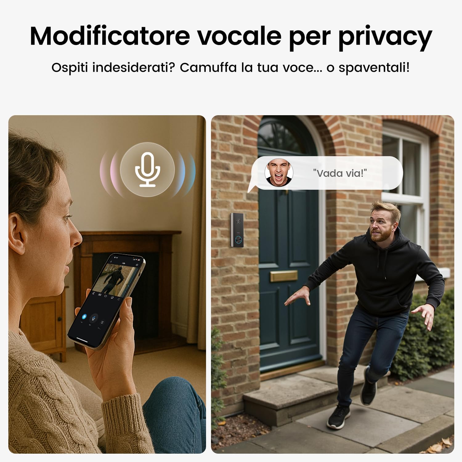 aosu 2K Videocitofono con Riconoscimento IA, Audio Bidirezionale | Batteria 180 Giorni, compatibile con Alexa, Wi-Fi 2,4 GHz, IP65 resistente alle intemperie, per casa e giardino