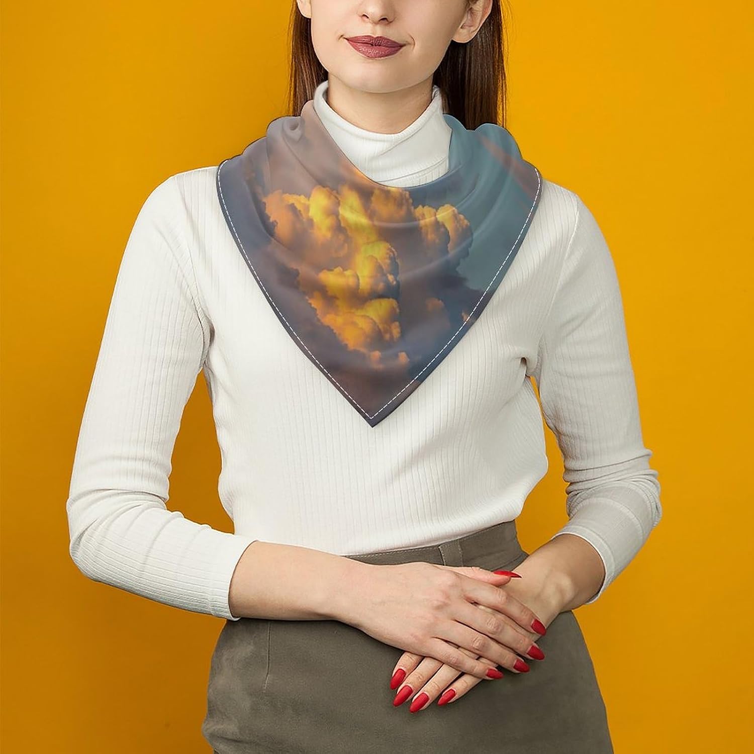 Bandana Headband Silk Hair Scarf Headwear Cloudy Sunset Sky Bandanas Square Handkerchiefs for Men Women Face Mask image 5