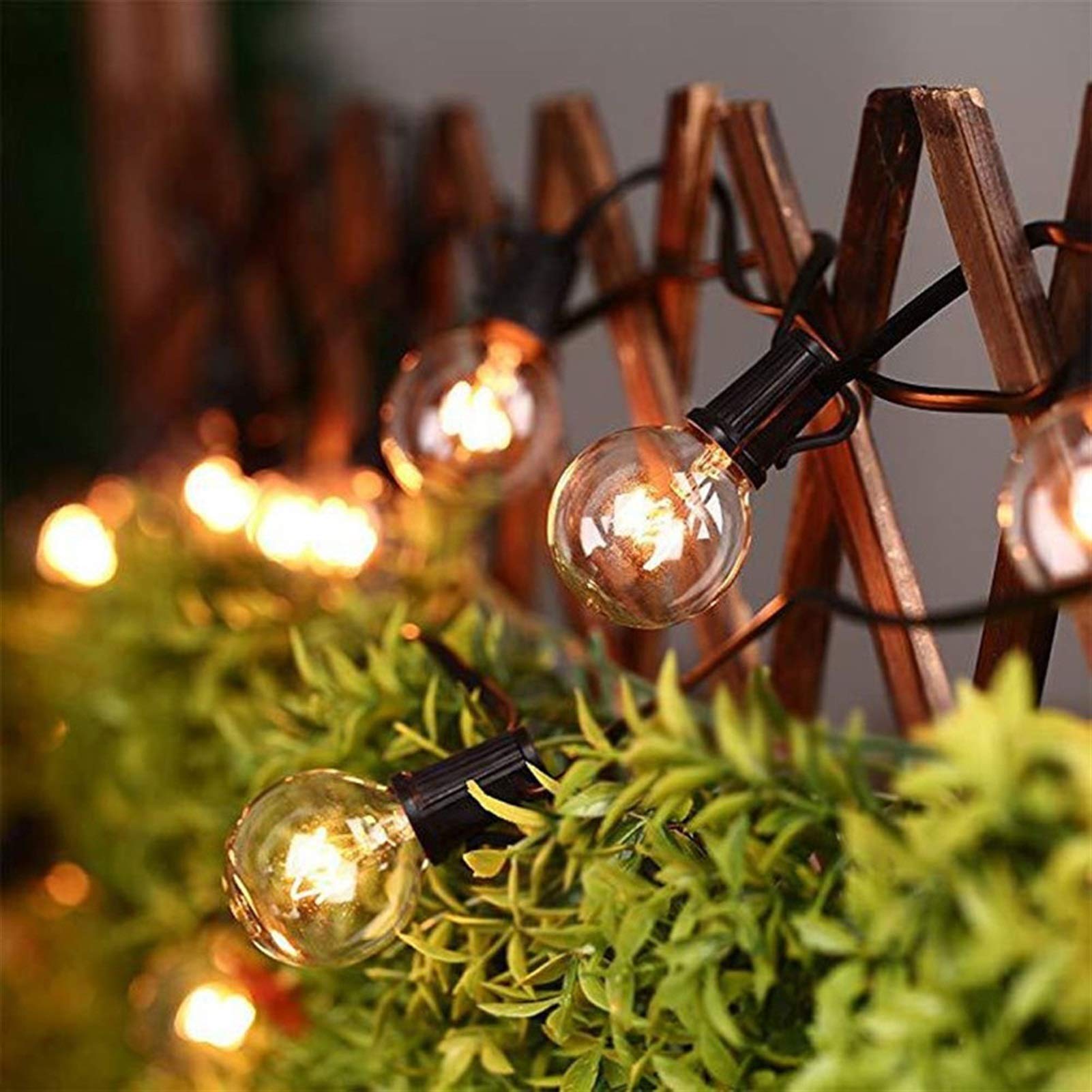 Łańcuch świetlny LED do użytku na zewnątrz, do wnętrz, E12, ciepła biel, z 25 światłami, oświetlenie na patio, wewnętrzne i zewnętrzne dekoracyjne światła, oświetlenie świąteczne, ogród, EU, 220 V
