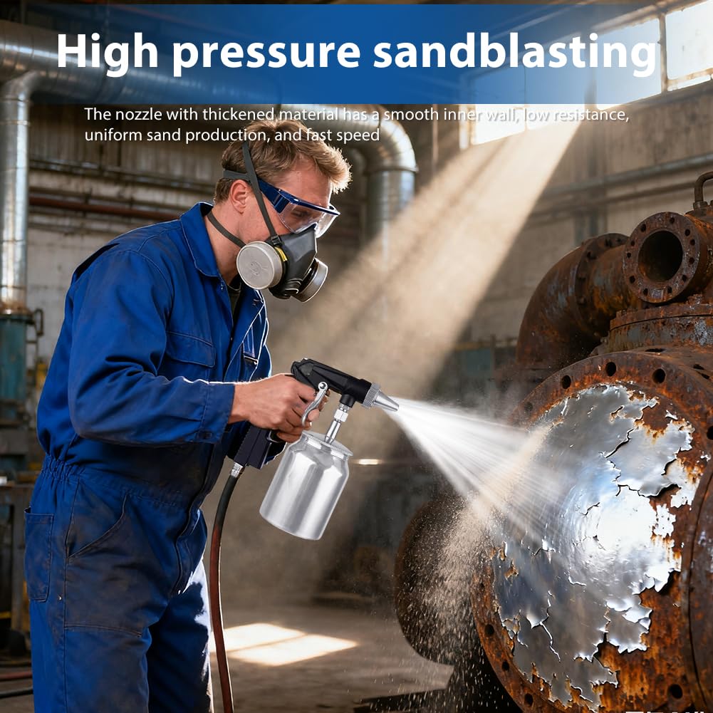 Pistola per sabbiatura ad aria compressa 6,2 bar Sandblaster 1000 Cc capacità vaso in alluminio portatile