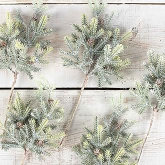Factory Direct Craft Pack of 12 Artificial Frosted Cypress Pine Sprays Holiday Greenery for Christmas Arrangements and Winter Decorations (9-1/2 Inches)