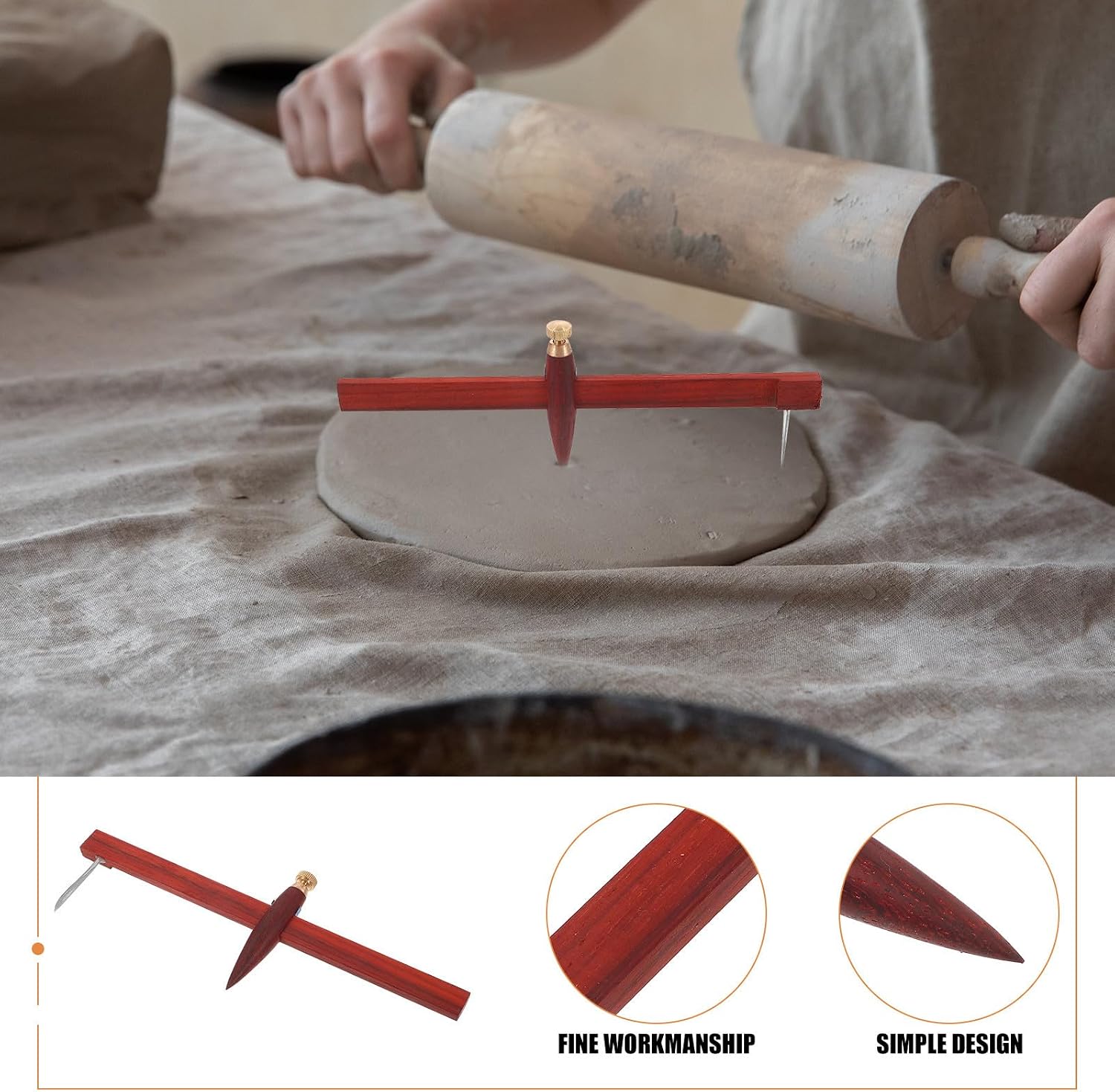 Pottery Clay Compass Circle Cutter for Craft Projects, Wood