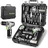 Tool Kit, DESOON 151-Piece Tool Set with 12V Cordless Drill, Tool Storage Case, DIY Hand Repair Tools Sets for Home, Basic Tool Kit, Suitable for Office and Garden Use, 151 Pieces