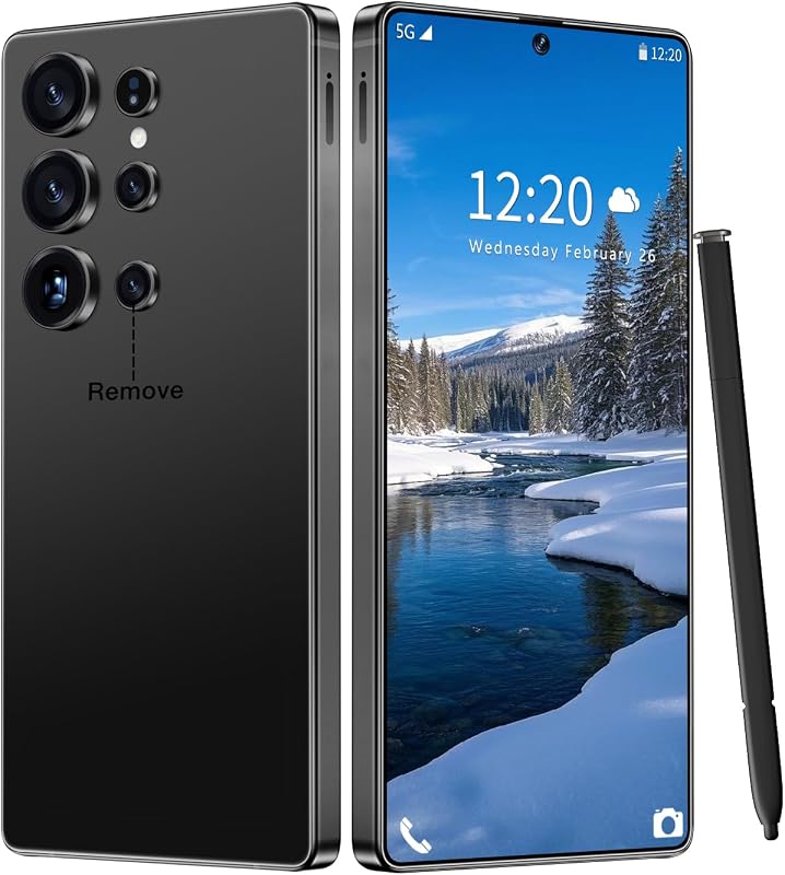 I26 Ultra 5G Unlocked Phones, Built in Pen, 7000mAh Long Battery Life Smartphone, 6.99" HD Screen Unlocked Cell Phone, 16+512GB Phone for Android15, Face ID/Fingerprint Lock/Dual SIM/GPS (Black)
