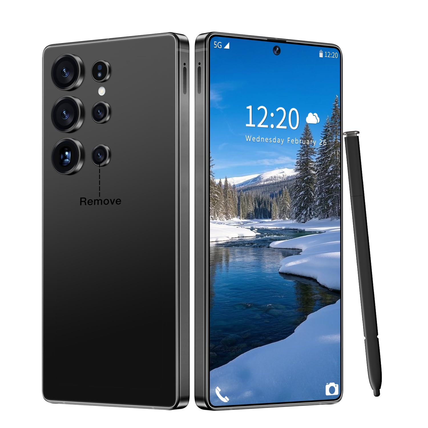 I26 Ultra 5G Unlocked Phones, Built in Pen, 7000mAh Long Battery Life Smartphone, 6.99" HD Screen Unlocked Cell Phone, 16+512GB Phone for Android15, Face ID/Fingerprint Lock/Dual SIM/GPS (Black)
