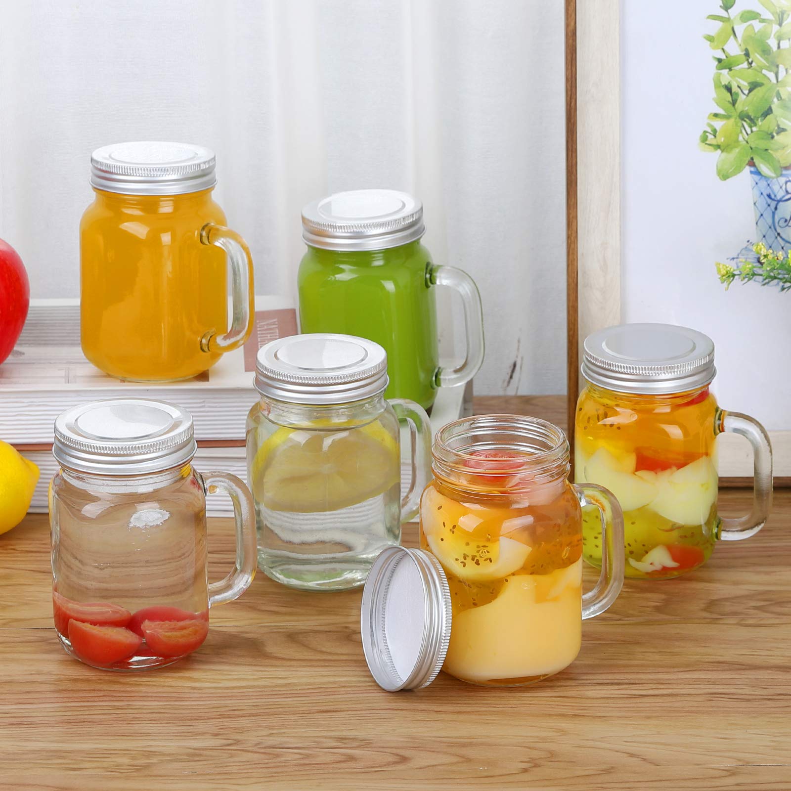 Amazon.com: Mcupper 8oz Mason Jar Mug with Handle and Golden Lids,Set of 12  Old Fashioned Drinking Glass for Beverages, Decoration, Storage, Party  Favors, Cocktails, Floats, Centerpieces and more : Home & Kitchen