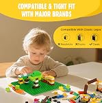Lekebaby Classic Baseplates 10" x 10" Building Brick Base Plates, 100% Compatible with All Major Brands Baseplates for Building, Green, Gray and Blue