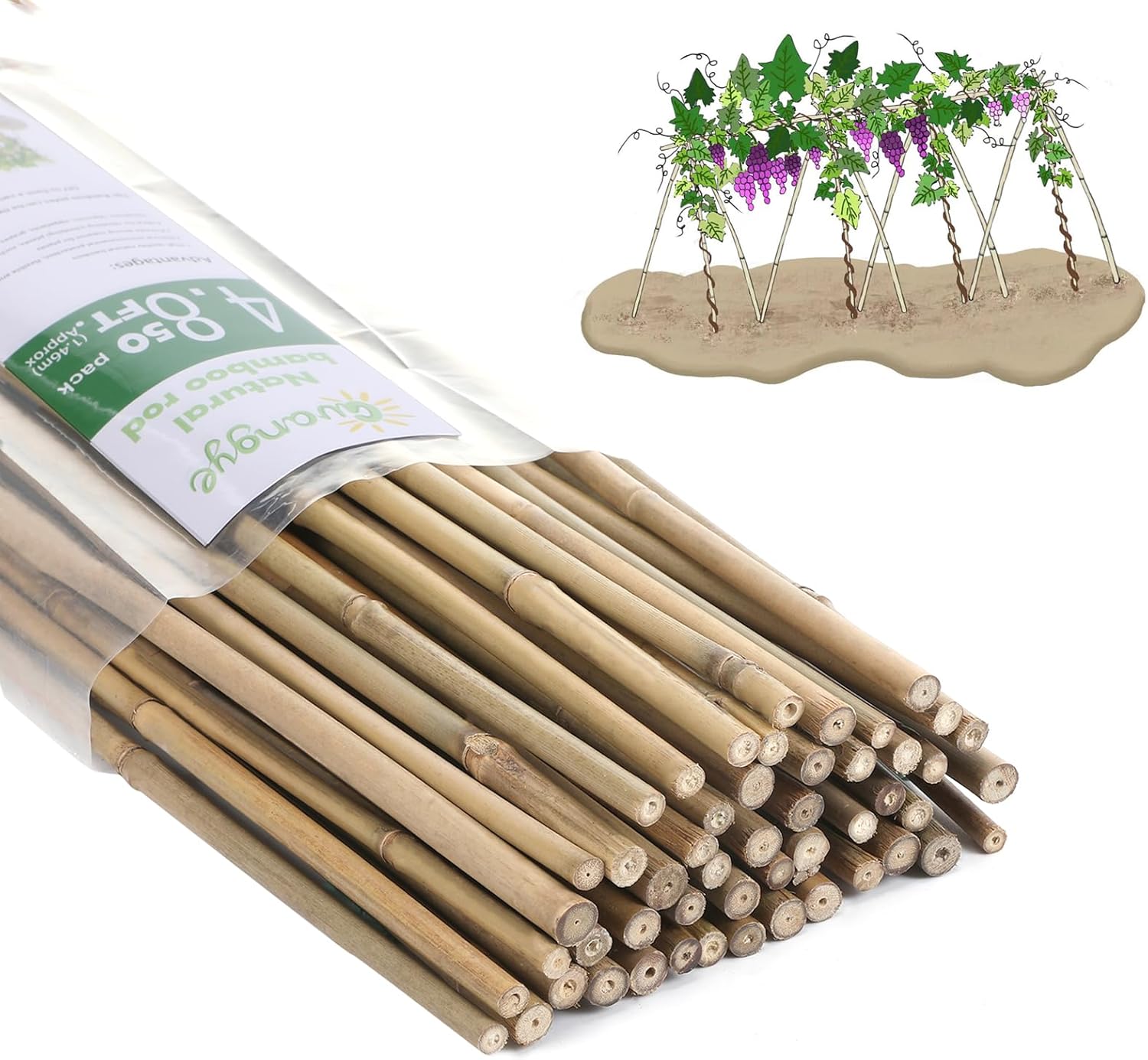 Plant Bamboo Post,6Feet,Bamboo Garden Stakes,50PcsBamboo Stakes,for Tomato,Beans,Vegetable and Flowers, Potted Plants,Indoor and Outdoor Climbing Plants
