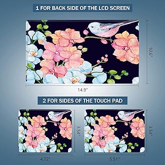 Bird & Nice Flower 12.1 13 13.3 14 15 15.4 15.6 Inches Personalized Laptop Skin Sticker Decal Universal Netbook Skin Sticker Reusable Notebook PC Art Decal Protector Cover by AORTDES
