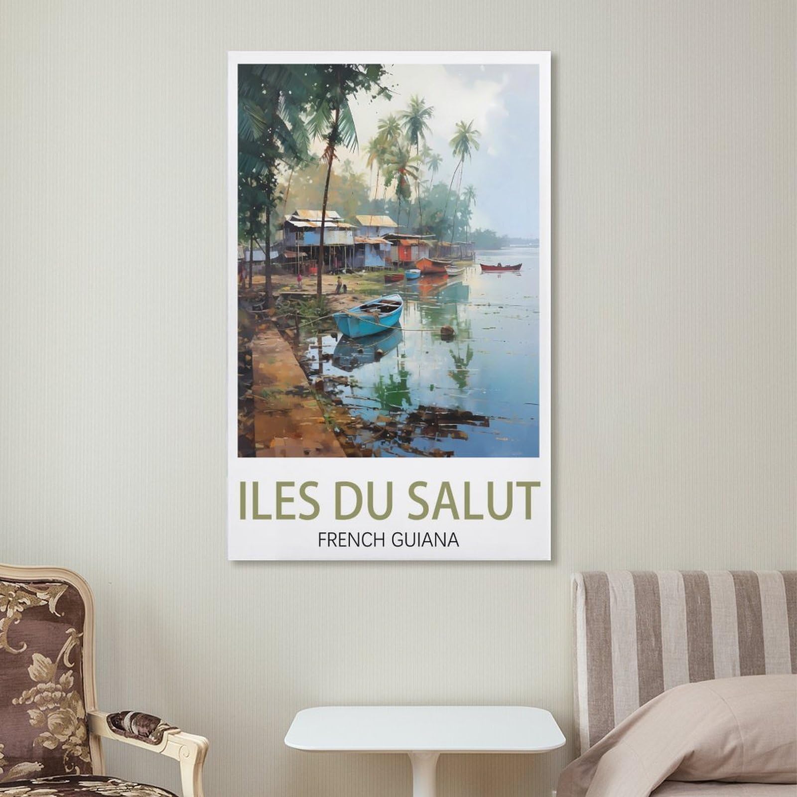CNAHEIZ Iles Du Salut Französisch-Guayana Vintage-Reiseposter, 40 x 60 cm, Leinwand-Kunstdruck, Gemälde für Wanddekoration, Wohnzimmer, Schlafzimmer