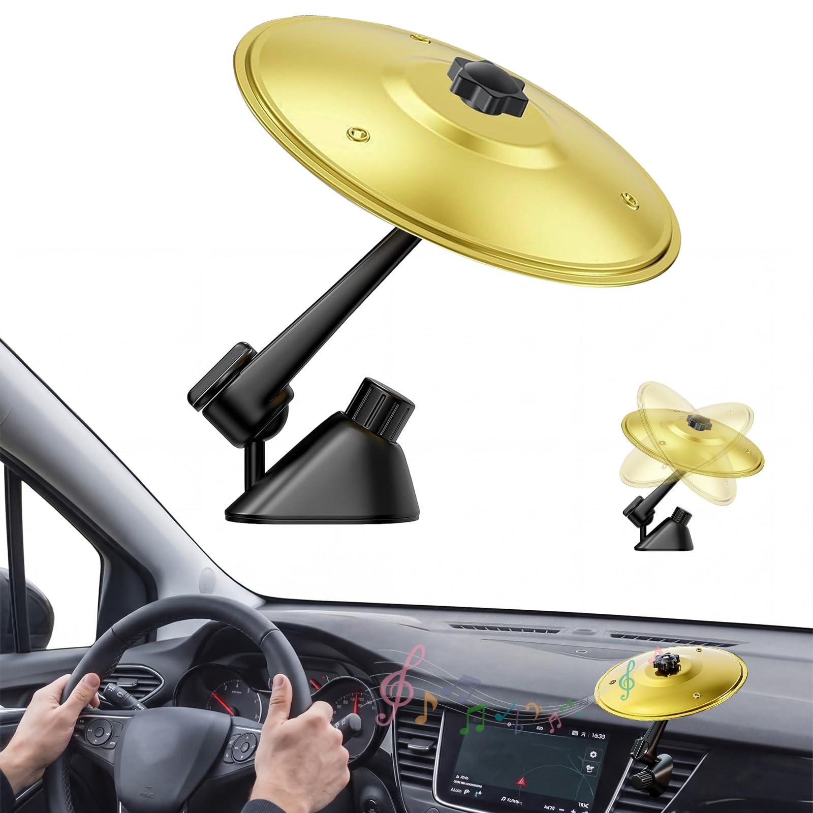 Auto Bęben Auto Crash Talerz Auto Bęben Przewiew Mini Bęben Crash Samochodowy Bęben Crash Cymbal Bęben Samochodowy Cymbals Przewiew powietrza do wszystkich rodzajów pojazdów (Złoto)