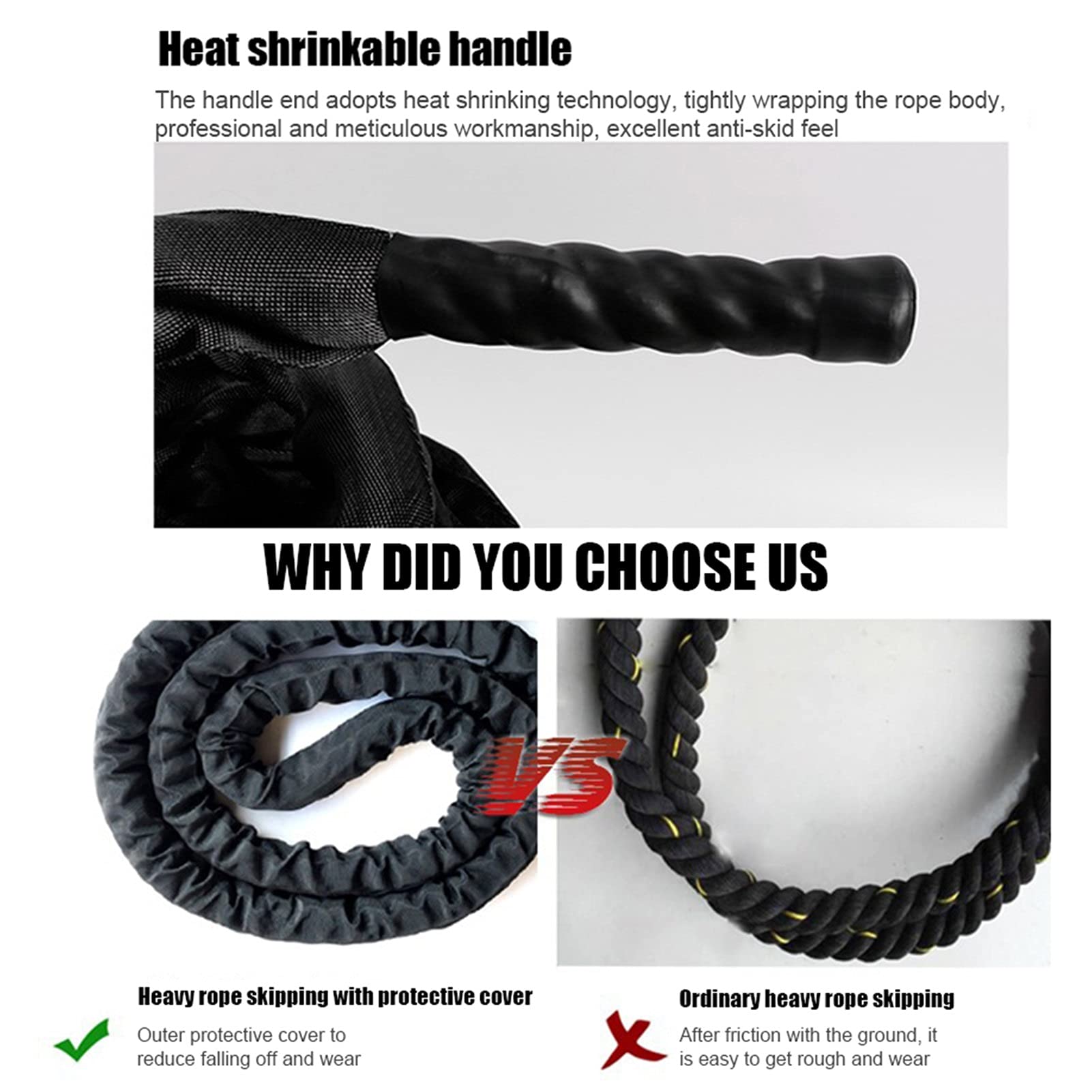 battle rope Cuerdas para Saltar Pesadas, Cuerdas Batalla Ejercicio Cuerda Saltar Ponderadas para Hombres Y Mujeres para Mejorar La Fuerza Y ​​desarrollar Músculo, Adecuado para Entrenamiento Gimnasio,