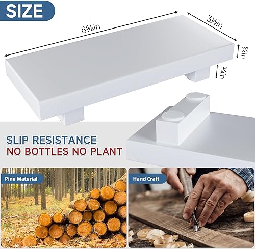 Miniatura 6 de Soporte de jabón con pedestal de madera para isla de encimera de cocina, bandeja de baño pequeña de 8.65 x 3.45 pulgadas para encimera de tocador,