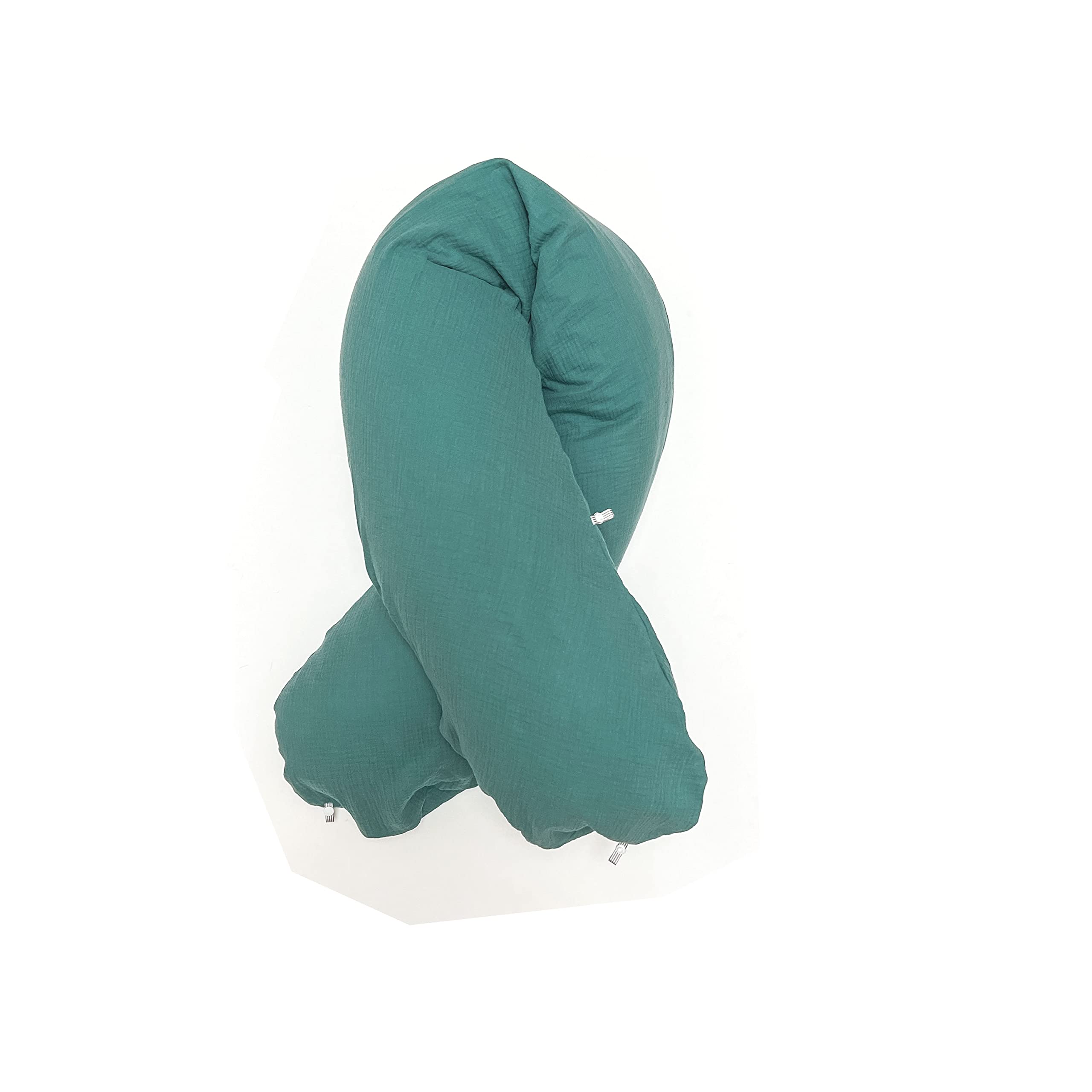 Blausberg Cuscino per allattamento, con funzione nido, rivestimento (rimovibile), con cuscino originale Theraline, 190 cm x 38 cm, colore: verde abete