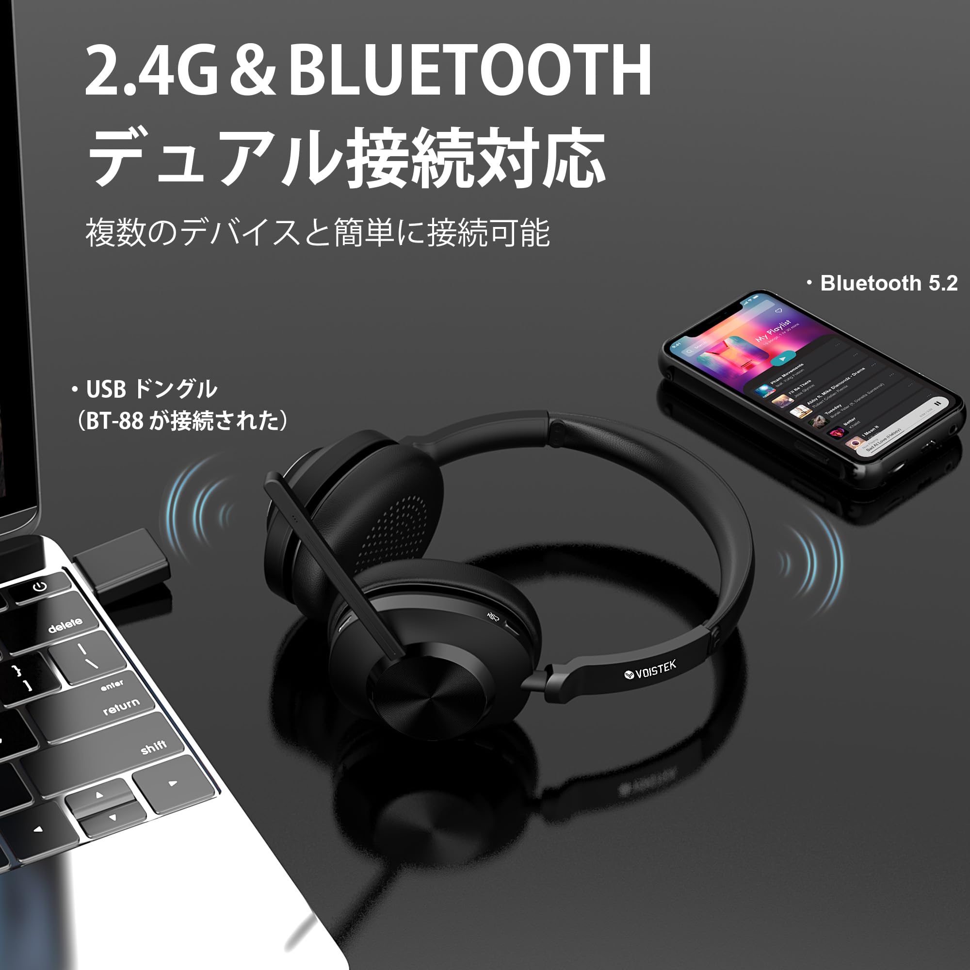 Amazon.co.jp: Voistek 業務用 ワイヤレスヘッドセット Bluetooth5.3