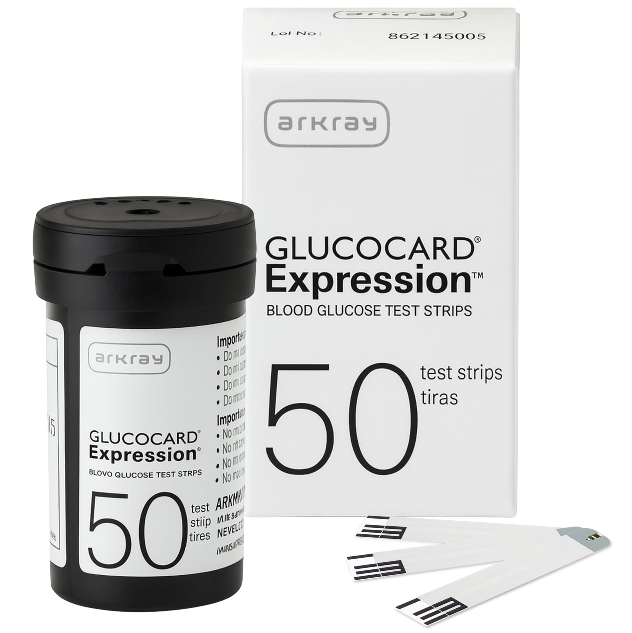 ARKRAY GLUCOCARD Expression Glucose Test Strips - No Coding, 0.8 Microliter & Fast 6-Second Results - Compatible with GLUCOCARD Expression Blood Glucose Meter - 50 Count