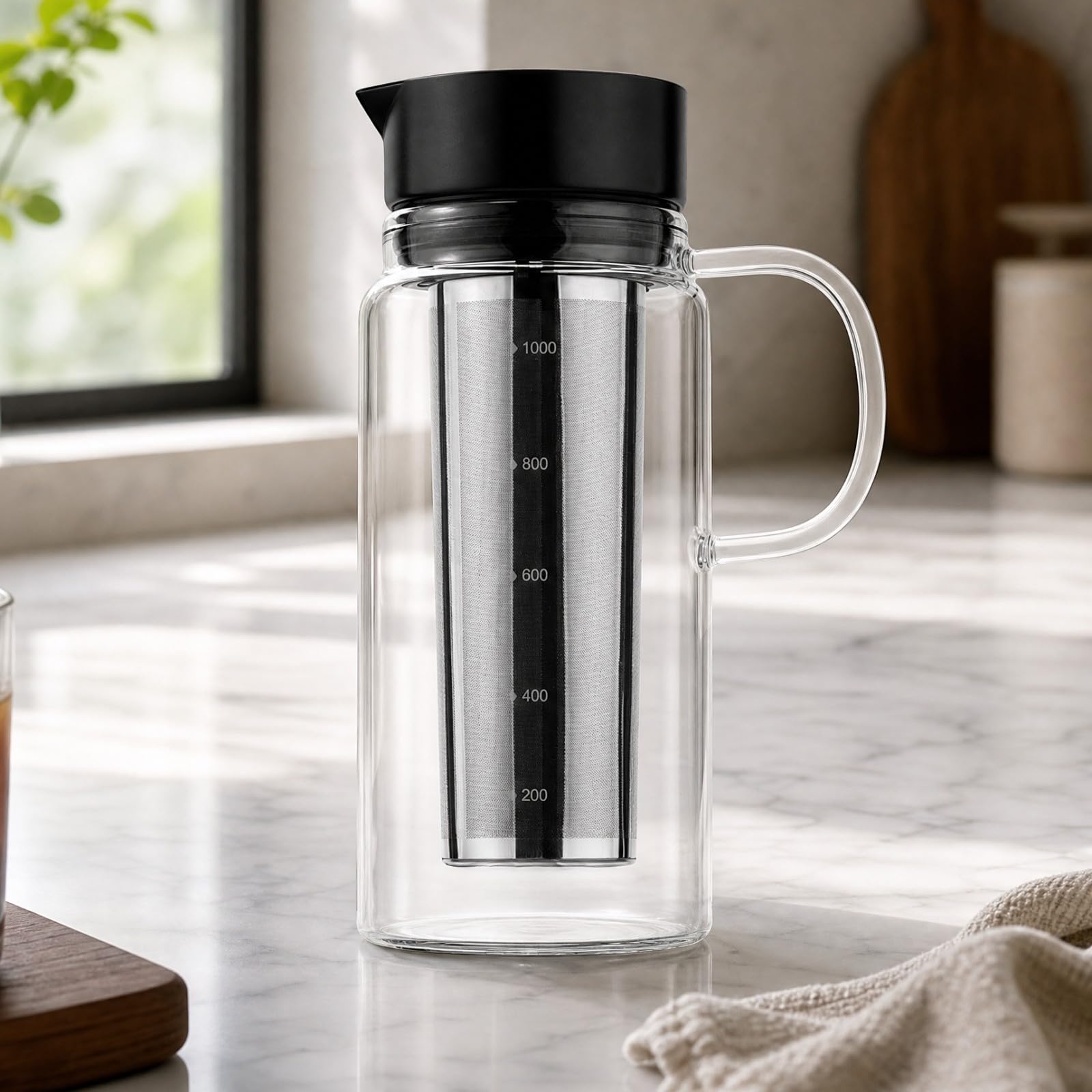 Caraffa per Cold Brew Graduata, Nero 1000ML