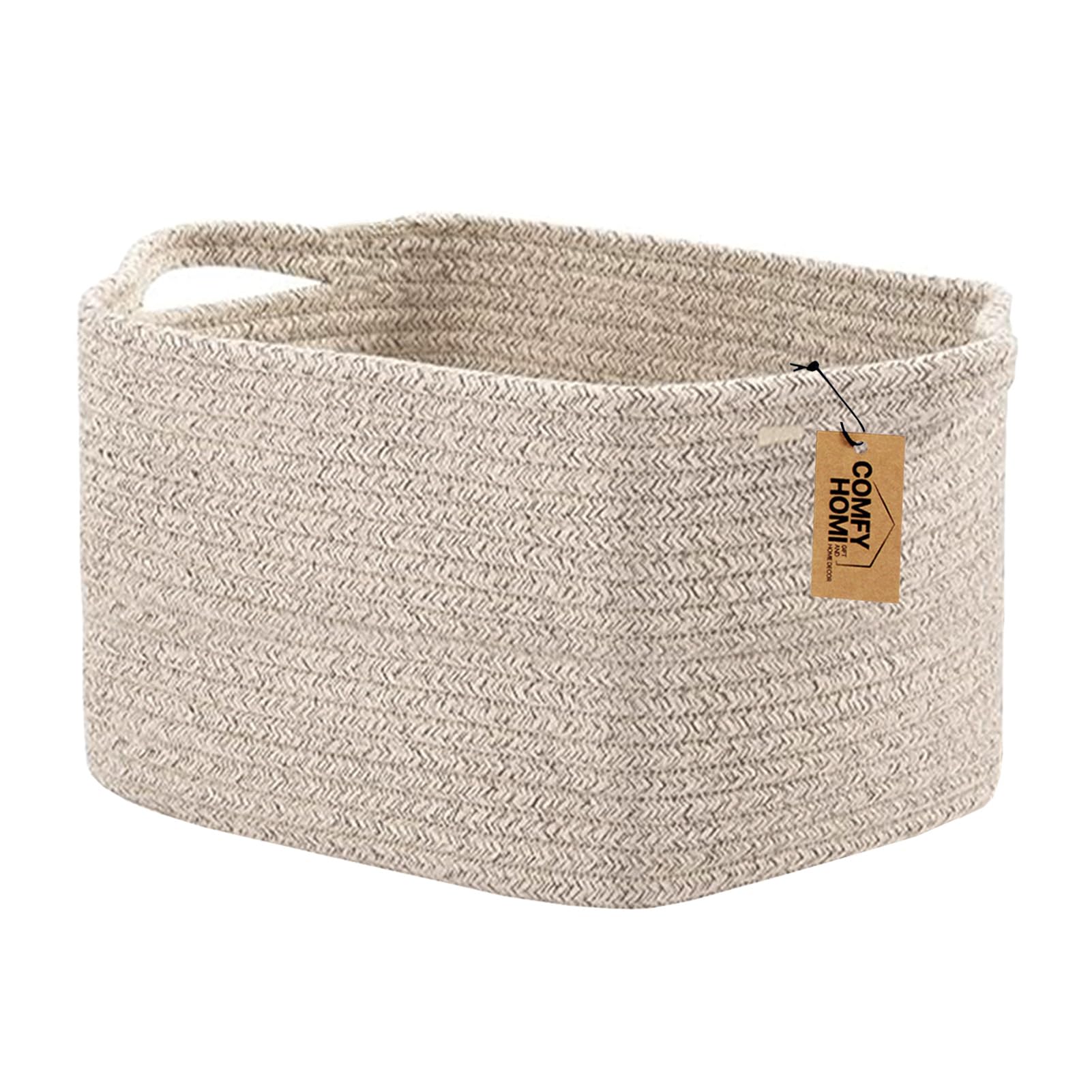 COMFY-HOMI Storage Basket for Shelves, Woven Baskets for Storage, Cotton Rope Basket for Toys,Towel Baskets, Toy Storage Organizer, Storage Cube Bin, Organization and Storage-All Brown 13.5"