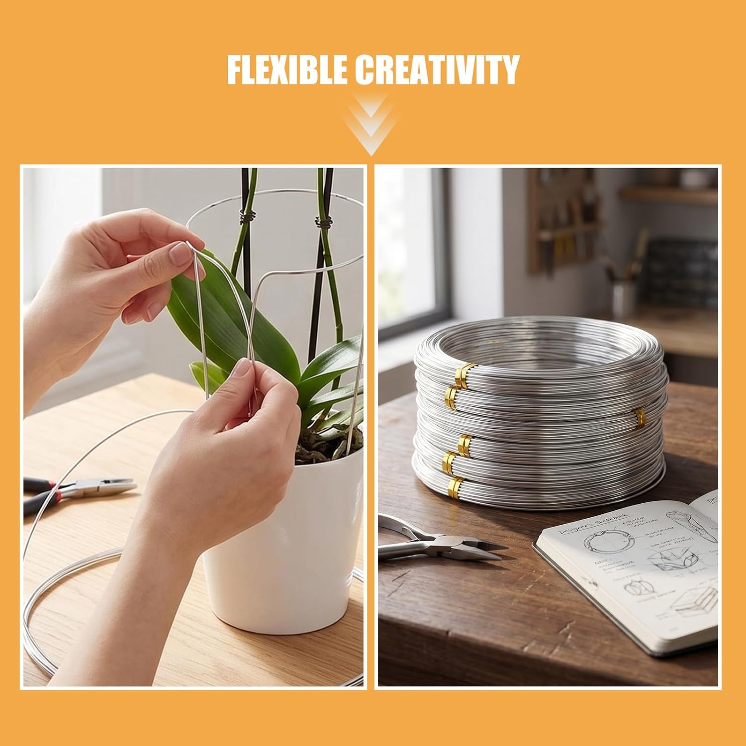 6 Rolls Aluminum Wire for Crafts - Armature Sculpting Strand - 1mm D 32.8 Feet Beading Supplies - Flexible Wrapping Coiling for Floral Arrangements