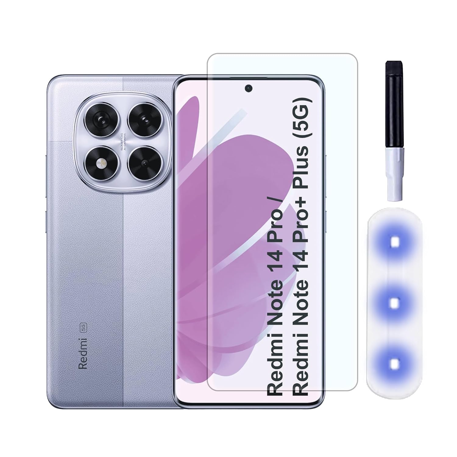 DD SON UV HD+ Tempered Glass Screen Protector Guard Compatible For Redmi Note 14 Pro 5G / Note 14 Pro+ Plus 5G (6.67 Inch, Pack of 1) Full Adhesive UV Curved Case Friendly HD+ Clarity-image-49