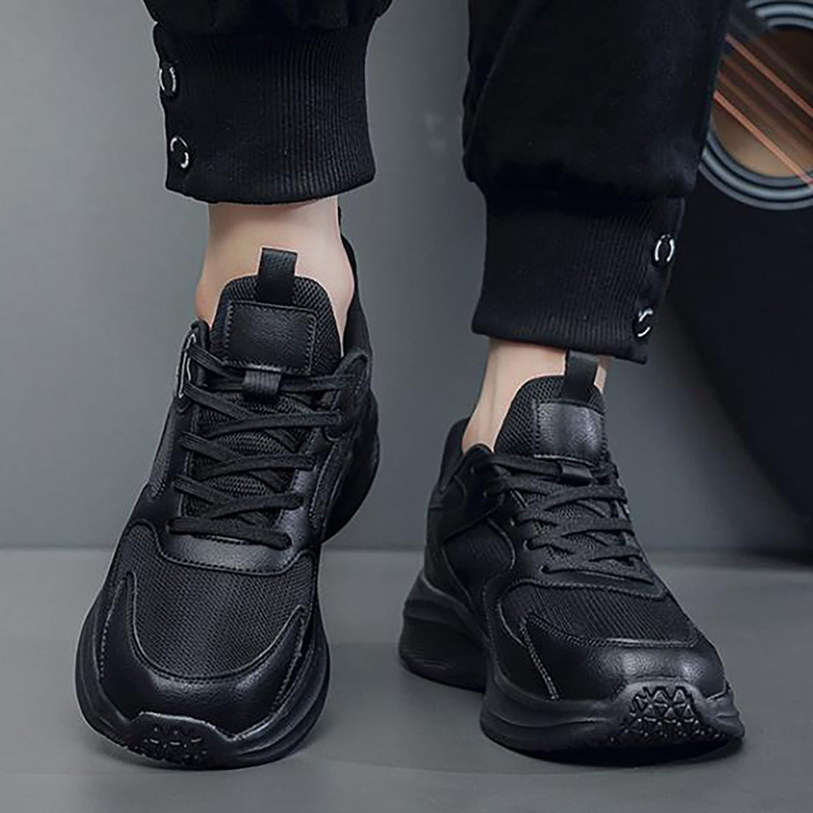 Generisch Sportschuhe Herren Fitnessstudio Breite Füße, Joggingschuhe Herren Gedämpft Breit Mesh Atmungsaktiv Walkingschuhe Weiche Sohle Barfußschuhe Schnürer Sneaker Bequeme Walkingschuhe