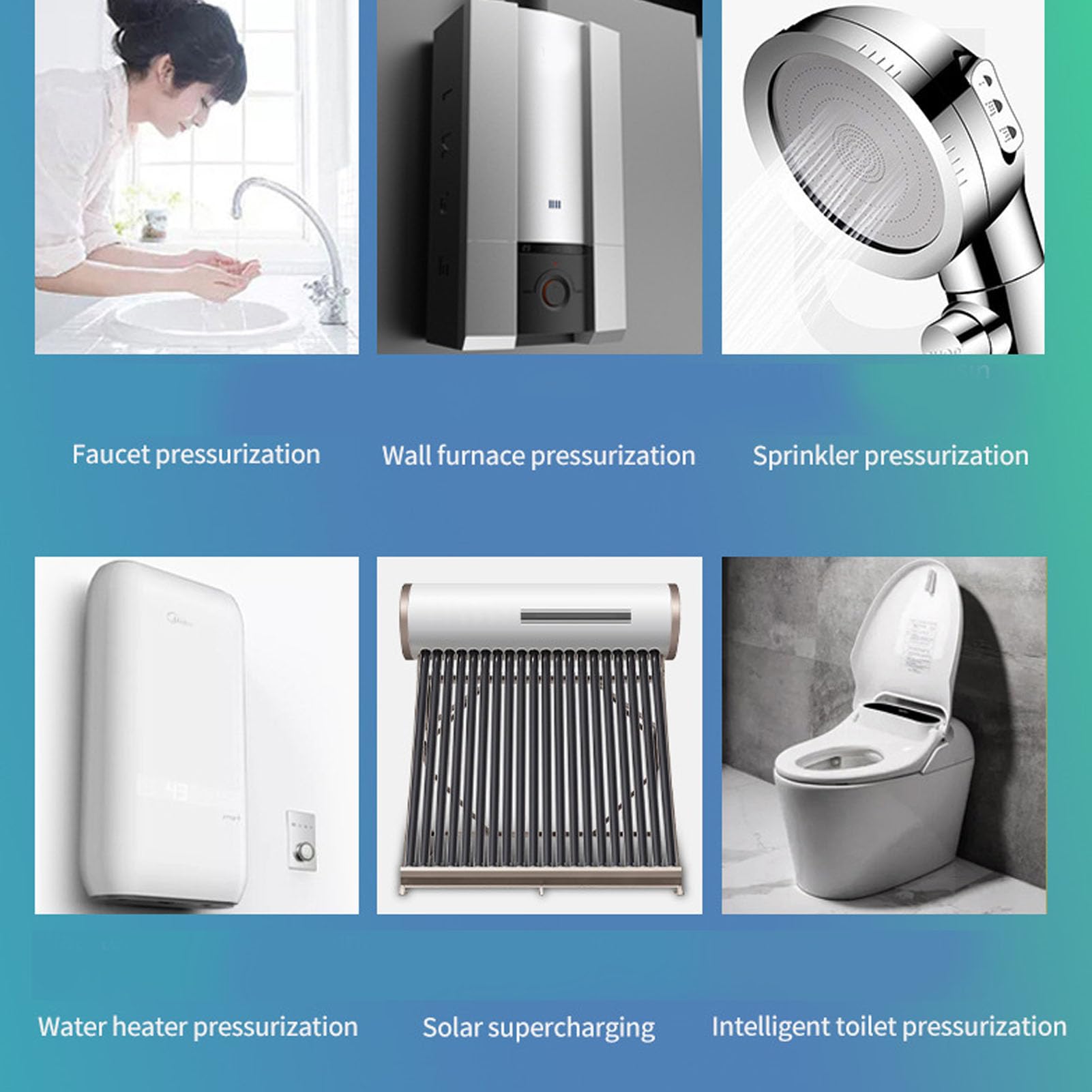 Pompa Booster Domestica 180 W con Smart Start Stop a Basso Rumore per Aumentare la Pressione 'acqua nel Giardino Domestico