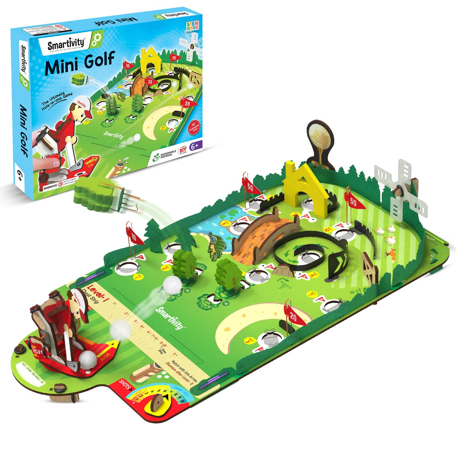 Smartivity Jeu de table de mini golf pour enfants de 6 à 12 ans, cadeaux d'anniversaire pour garçons et filles, jouet scientifique à faire soi-même pour enfants de 6, 7, 8, 9, 10, 11, 12, 13, 12 ans