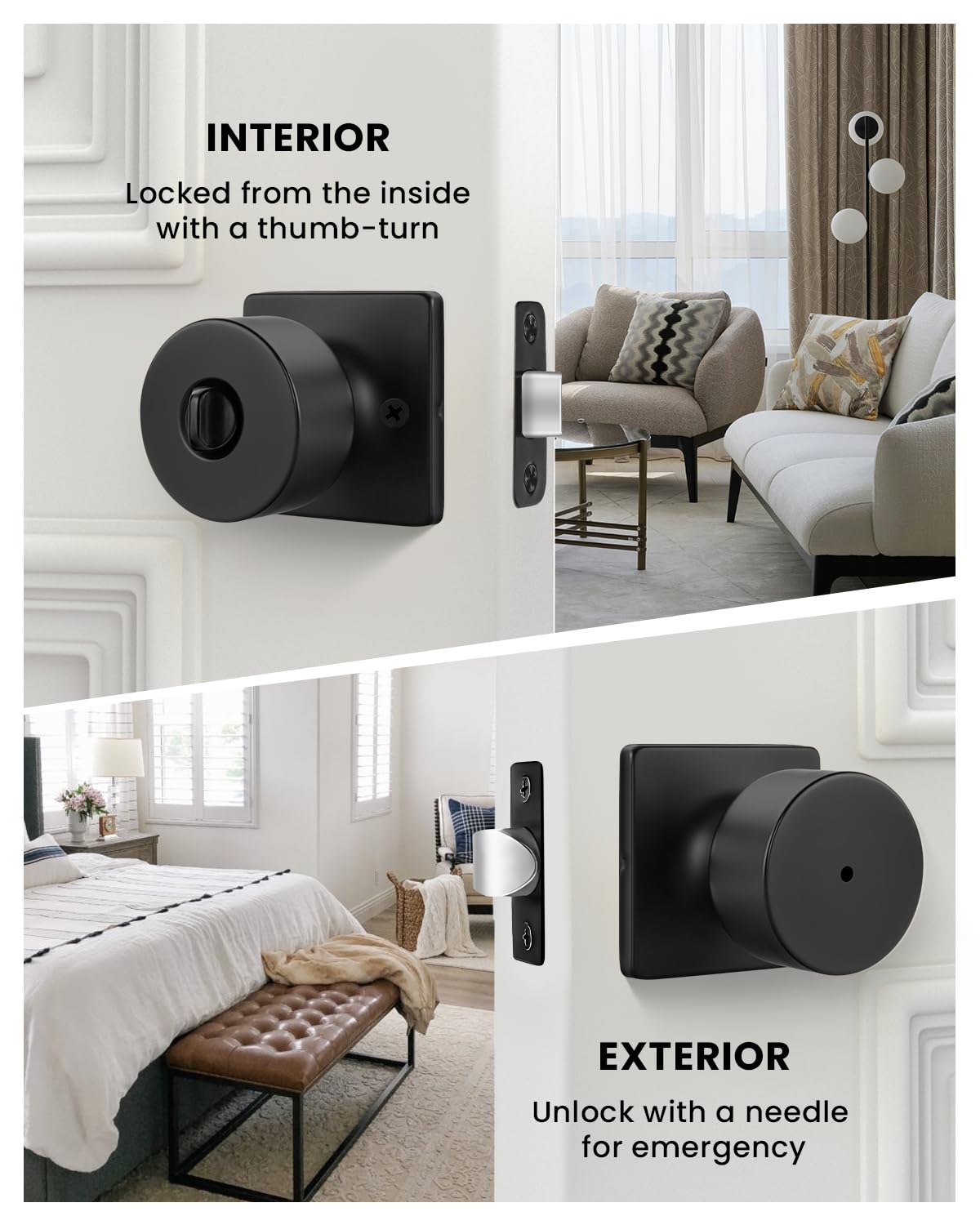 Haidms Black Interior Door Knobs - 8 Pack -2 Haidms Black Interior Door Knobs - 8 Pack -2