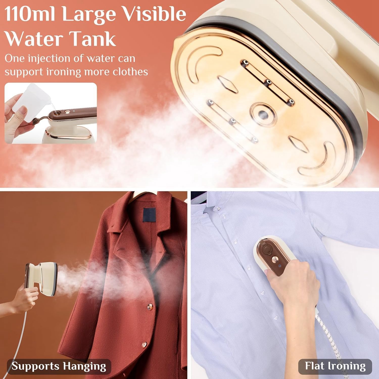 Fer à Repasser Portable Mini - Vapeur Sèche Et Humide - Design Ovale Pour Zones étroites - Prise EU