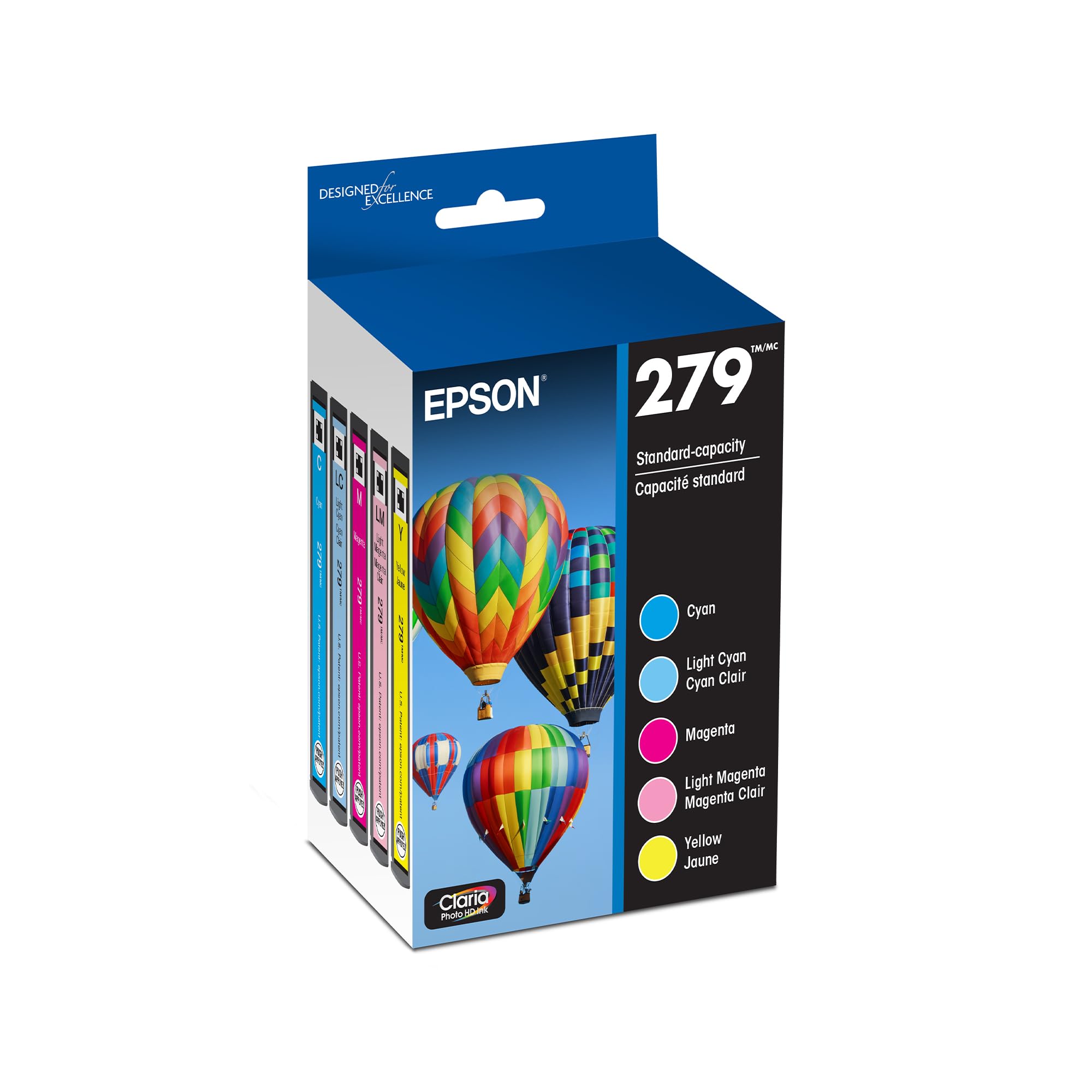 EPSON 279 Claria Photo HD Ink Standard Capacity 5 Color Cartridge Combo Pack (T279920-S) Works with Expression Photo XP-980