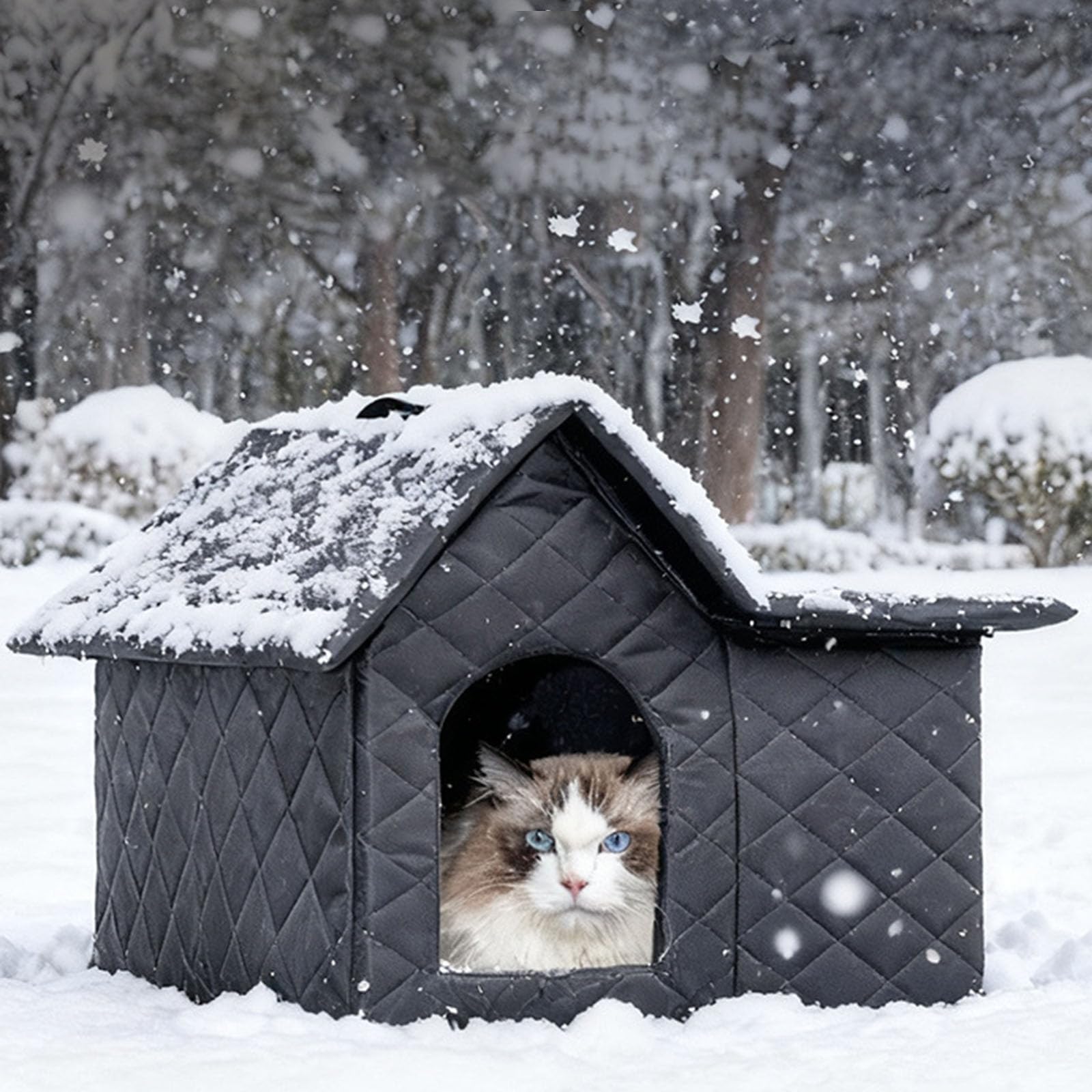 Sharplace Niche pour Chat Exterieur, Maison Chat, Cabane Chat Exterieur Hiver et Pluie, Lit Douillet et Chaud en Tissu Oxford pour l'hiver, Abri pour Errant et Chats Domestiques
