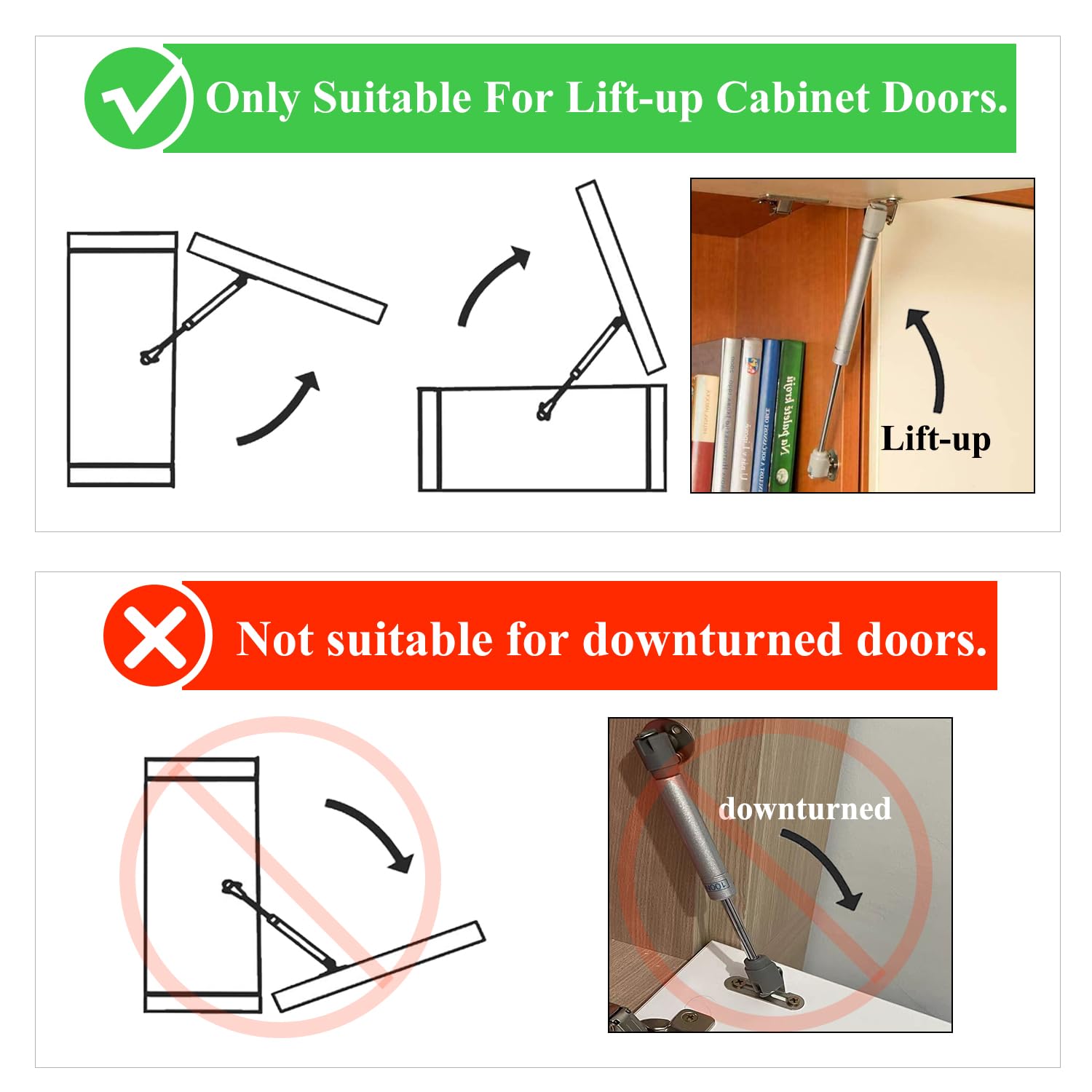 Pistones a Gas, 4 Piezas Amortiguador de Gas para Puertas Elevables 80N/8kg, Muelles de Gas, Bisagras Resorte para Muebles Cocina, Armario, Cajas, Caravana, con Tornillos