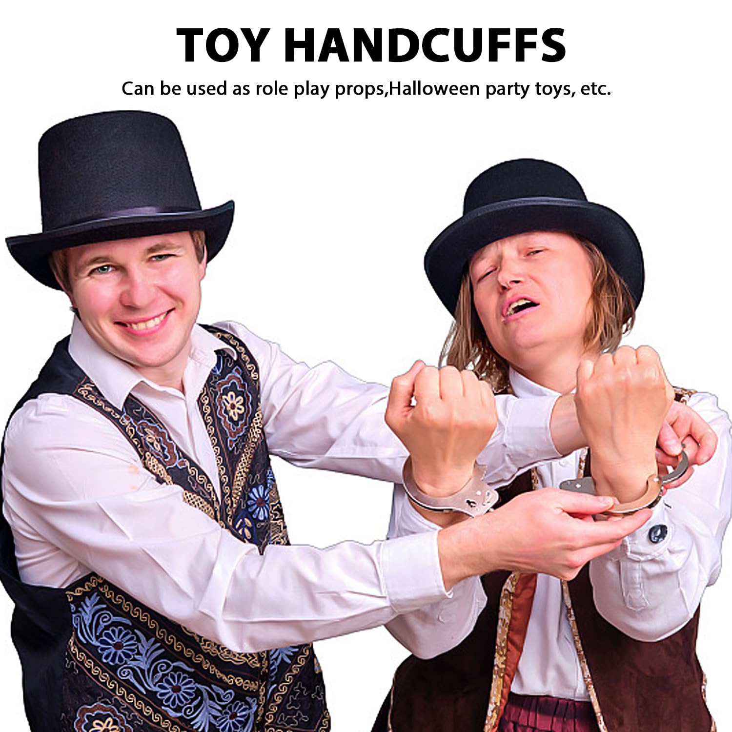 1 manette giocattolo per bambini con 2 chiavi, manette, manette per adulti, simulate manette della polizia, giocattoli per polizia, oggetti di scena per giochi di polizia