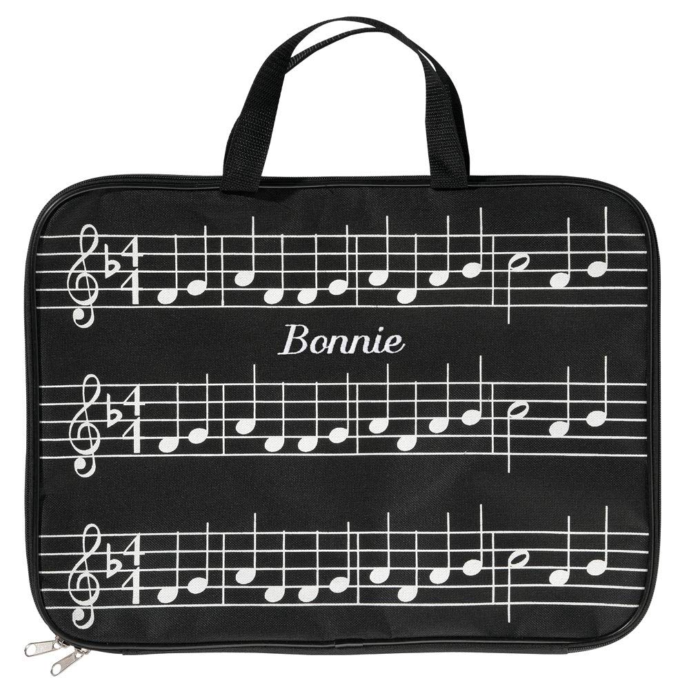 Custom Musical Note Tote Bag with Zipper, Customized Sheet Music Briefcase, Black