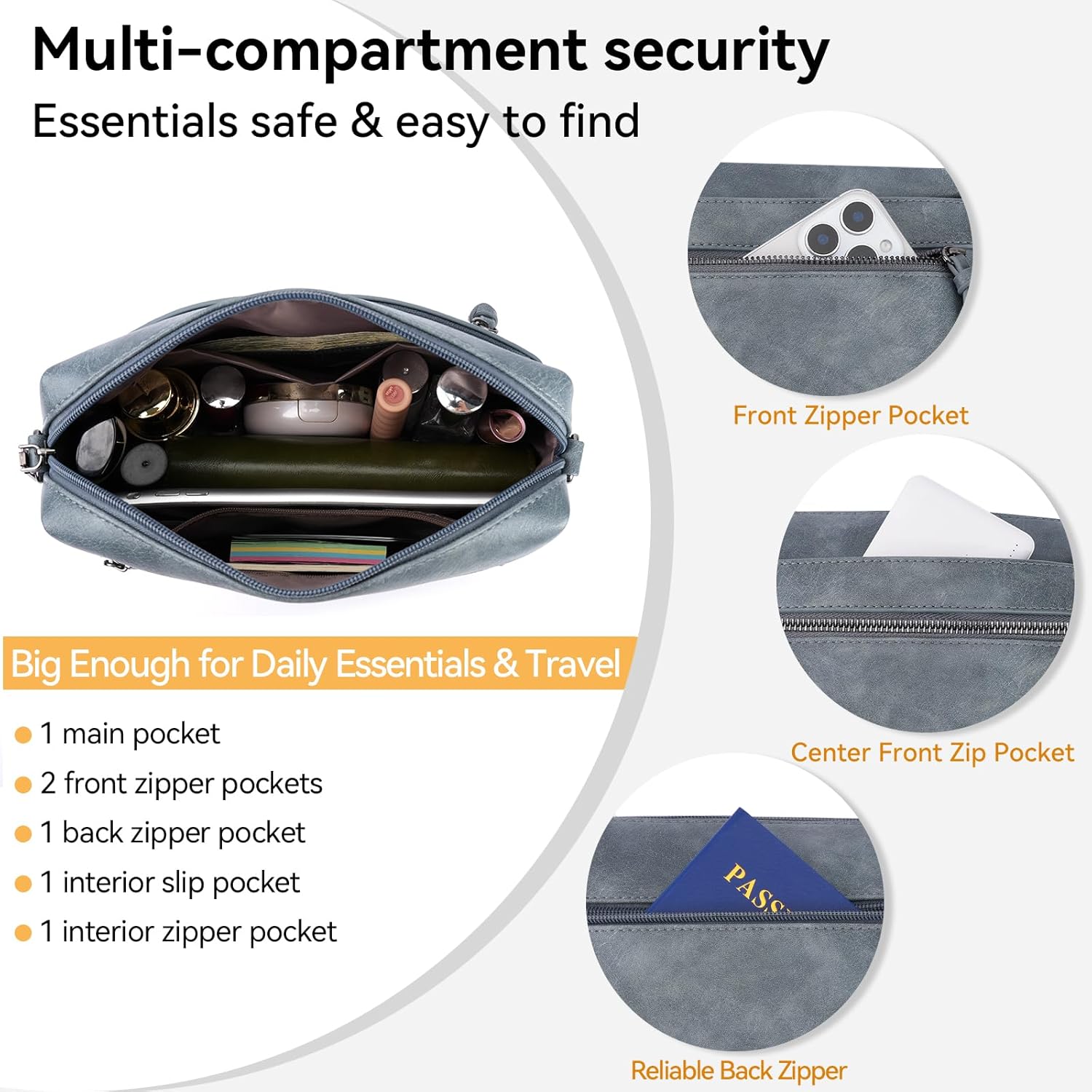 MEITRUE Crossbody Bags for Women, Vegan Leather Crossbody Purse Trendy Multi Pockets Shoulder Handbag with Tassel - Image 3