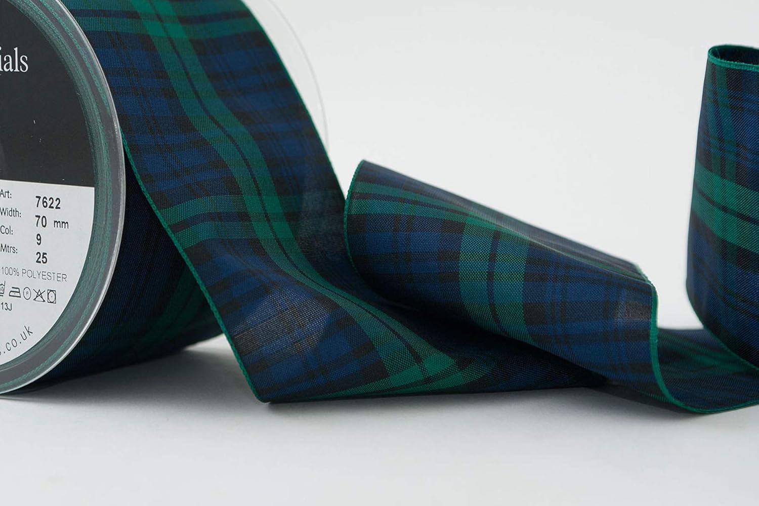 70 mm Polyester Tartan Ribbon, Black Watch