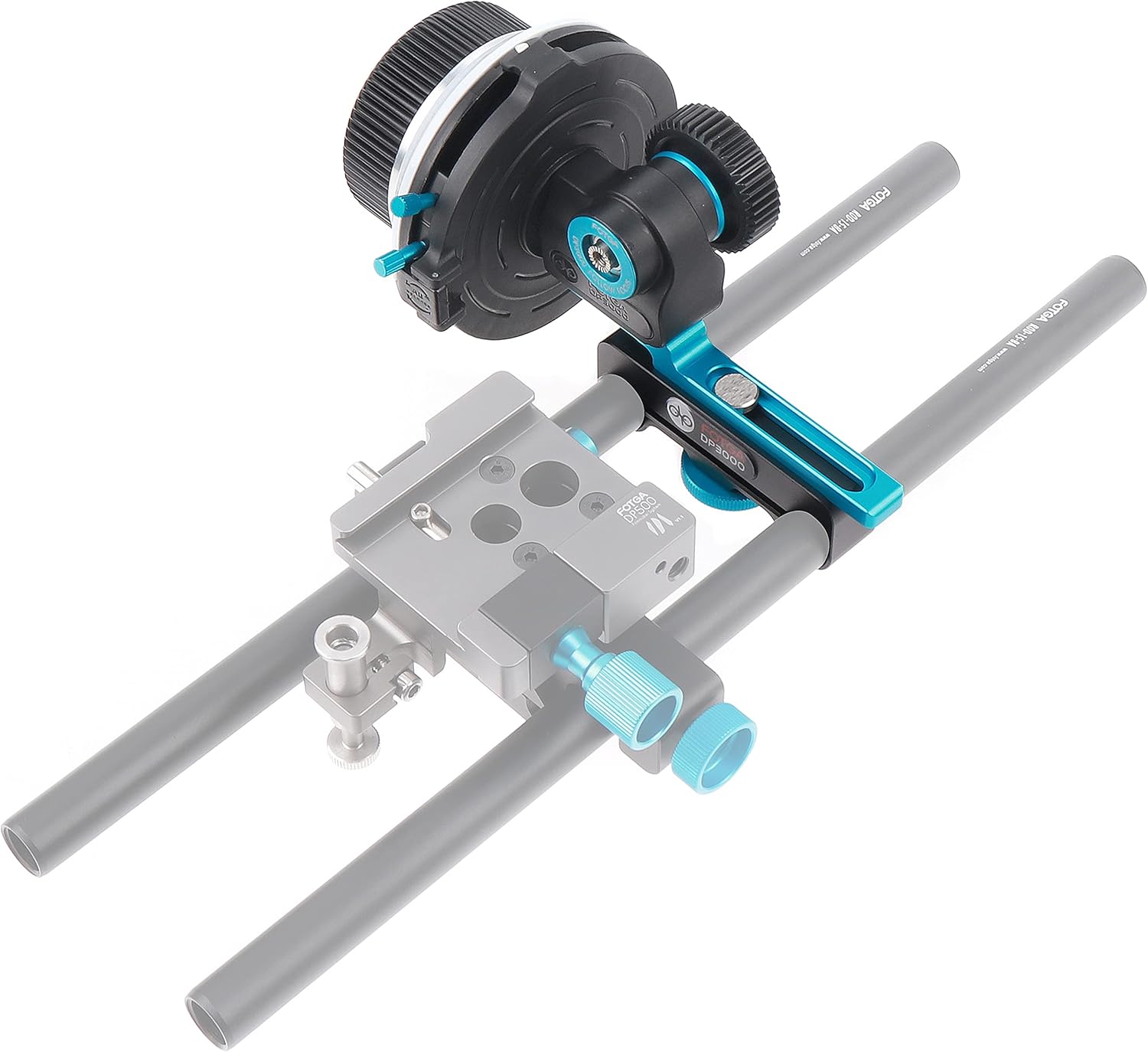 Follow Focus with A/B Hard Stops and Gear Ring Belt for Sony Canon Nikon DSLR Camera Blackmagic BMPCC 4K Video Camera,Fits 15mm Rod Rail System