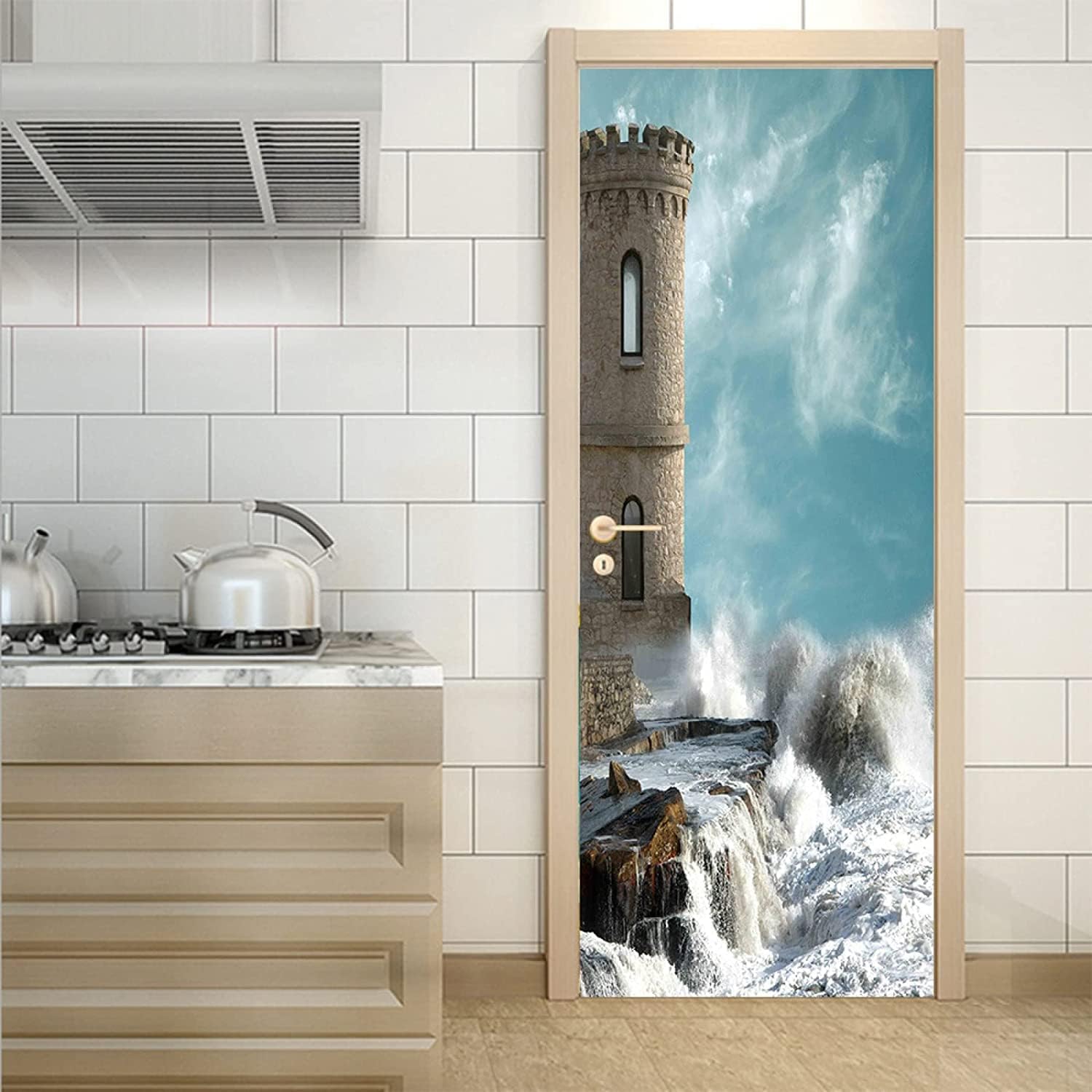Sticker Porte 3D Bibliothèque - Autocollant Trompe-l'œil 90x210cm