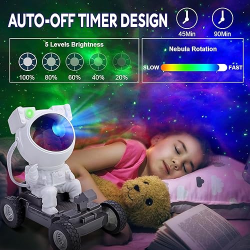 Miniatura 4 de Proyector de astronauta Space Buddy, proyector de estrellas de 360, proyector de nebulosa de galaxia, cielo claro, luz nocturna, proyector espacial,