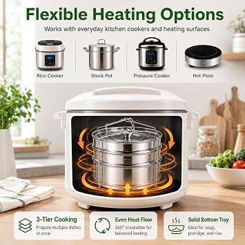 3-Tier Steamer Basket Insert for 6 Qt Instant Pot, Stainless Steel