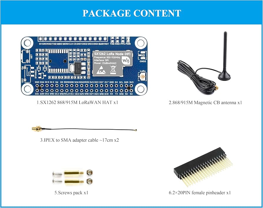 Amazon.com: SX1262 868/915M LoRaWAN HAT SX1262 RF Chip LoRa Module Amazon.com: SX1262 868/915M LoRaWAN HAT SX1262 RF Chip LoRa Module