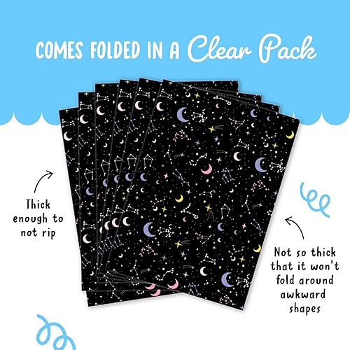 Miniatura 4 de CENTRAL 23 Papel de regalo espacial, 6 hojas de papel de regalo negro, constelaciones moradas, galaxia, zodiaco, estrellas, luna mágica, Navidad,