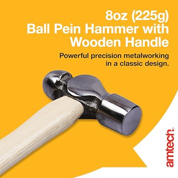 Amtech – Engineers Hammer (Ball Pein Hammer) for Metalworking, Riveting and Workshop Tasks (8oz (225g))