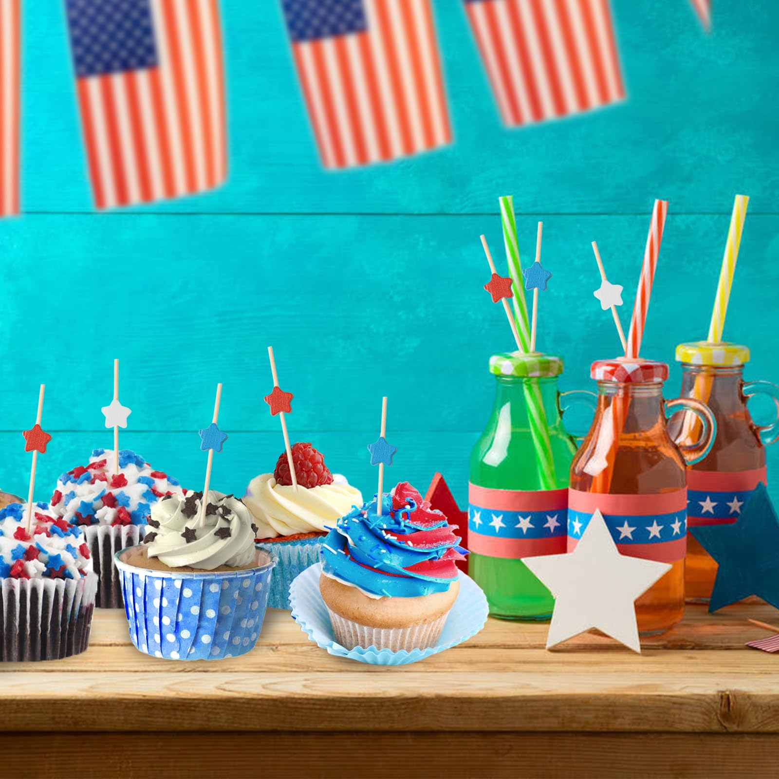 Hhdatc 100 Pcs Red White Blue Star Cocktail Picks Patriotic Toothpicks Decorative Cocktail Sticks For Appetizers Charcuterie And Skewers Fourth Of July Independence Day Decoration Party Supplies - View #10