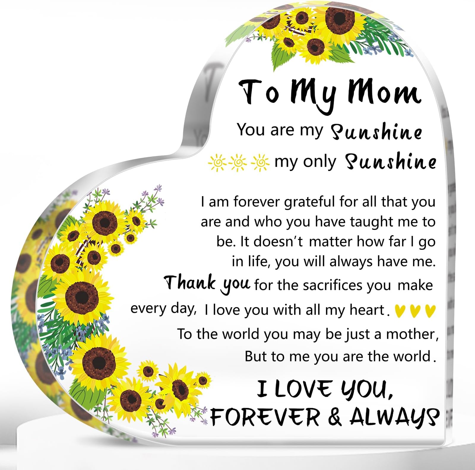 Mothers Day Mom Gifts for Wife from Daughter Son Husband, 5.9×5.9 inch Delicate Heart Plaque Decorations, Personalized First Mothers Day Birthday Christmas Valentines Day Mom Stepmom Grandma Gifts