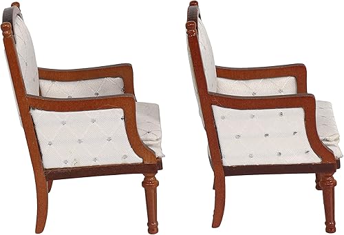 Miniatura 2 de Sillones de madera para casa de muñecas, juego de 2, sillas de comedor para casas de muñecas, muebles en miniatura, muñecas de 3 a 6 pulgadas