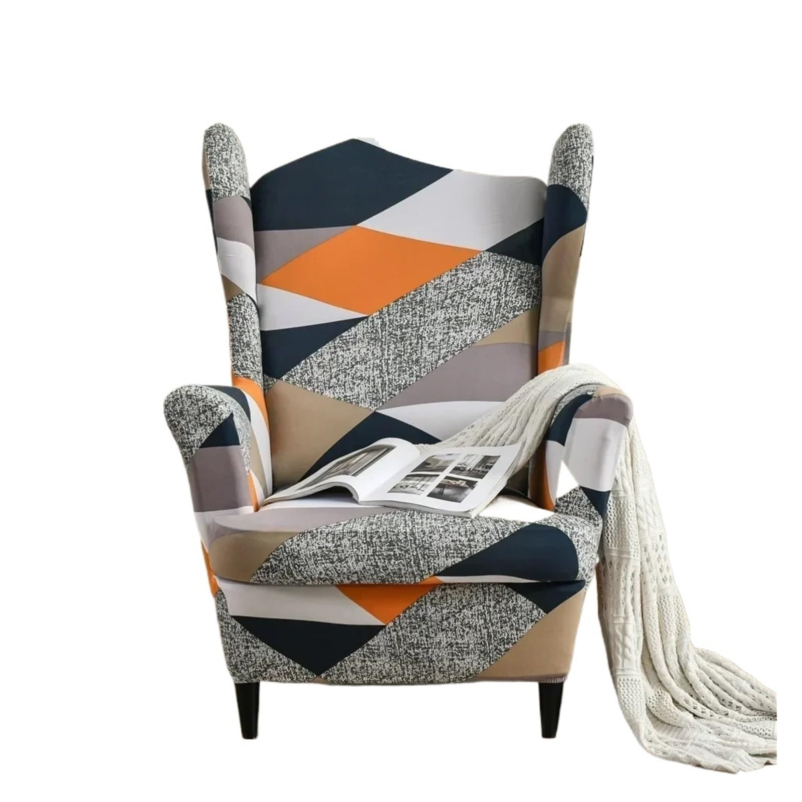 GCYEIDMA Wing Chair Slipcover Flower Wing Chair Cover Stretch Armchair Covers Removable Relax Sofa Slipcovers(Style-16)