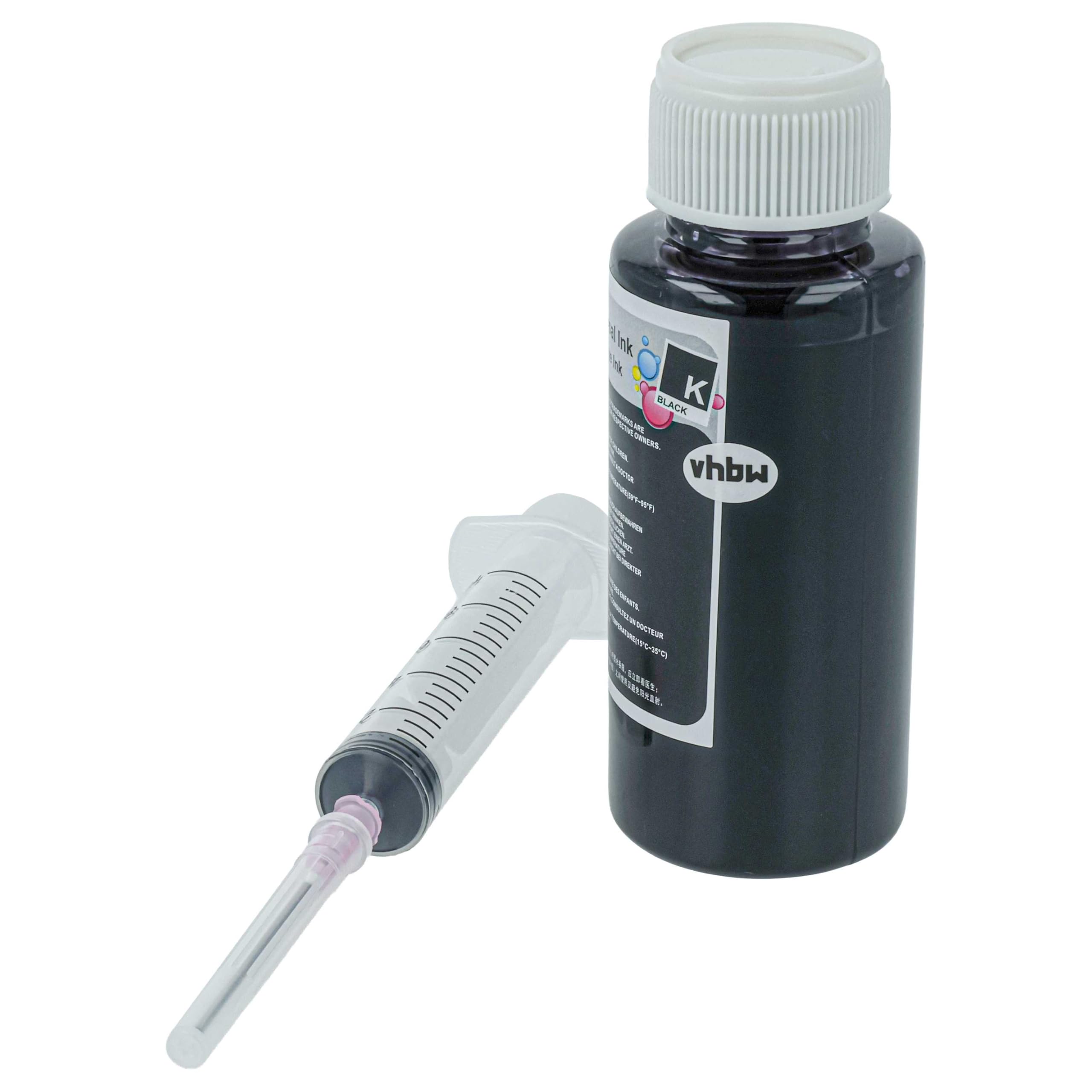 vhbw Encre de Recharge pour imprimante - Encre Rechargeable Dye Noir, 100ml